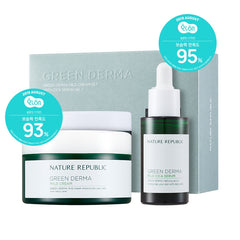 [Nature Republic] Green Derma Mild Cream SET With CICA SERUM Ver.1 (Cream 190ml+Serum 30ml)